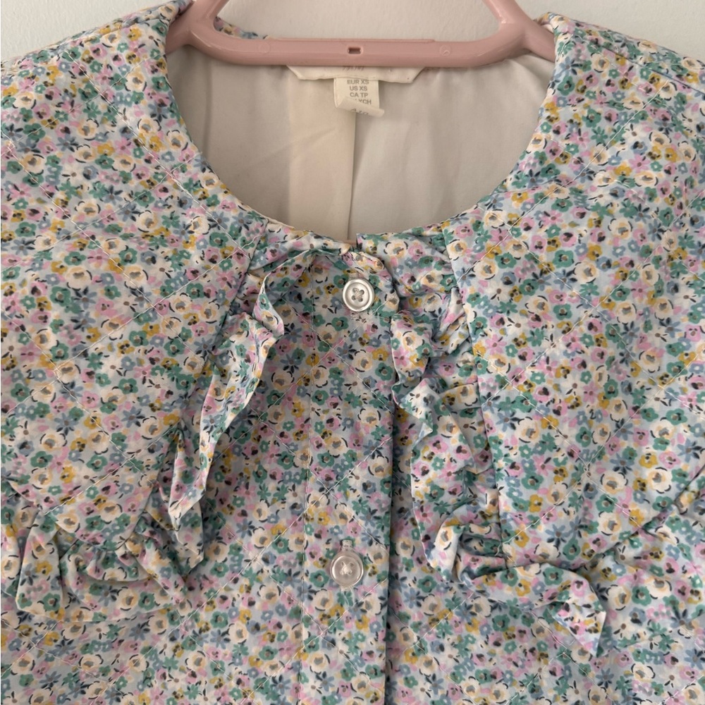 Floral Ruffle Collar Women's Shacket - Picture 2 of 4
